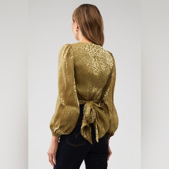 This is a Show Me Your MuMu Joplin Blouse in Gold Cheetah Organza - Picture 2 of 9